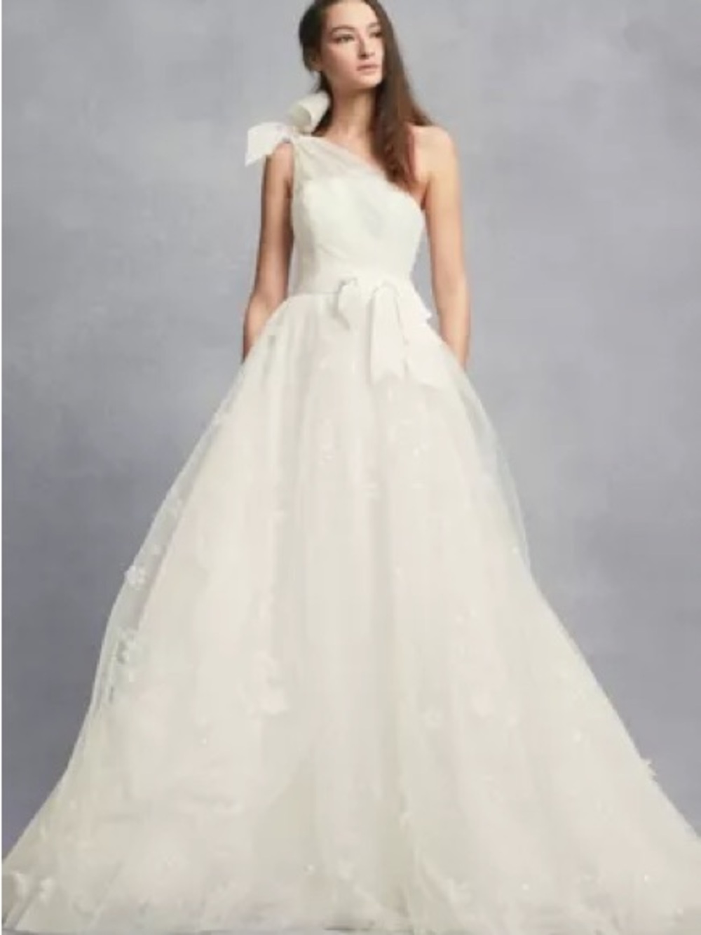 White by Vera Wang Layered Tulle One Shoulder A-Line Wedding Dress - Picture 4 of 17